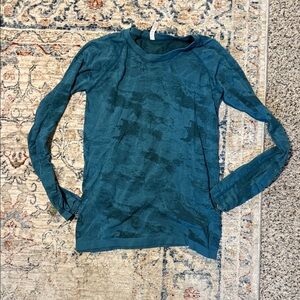 Athleta Teal Mesh Long Sleeve Top